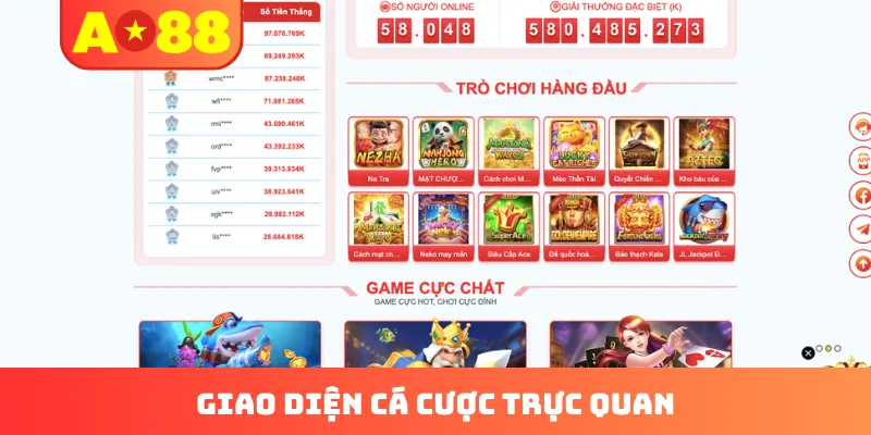Giao diện giải trí trực tuyến AO88